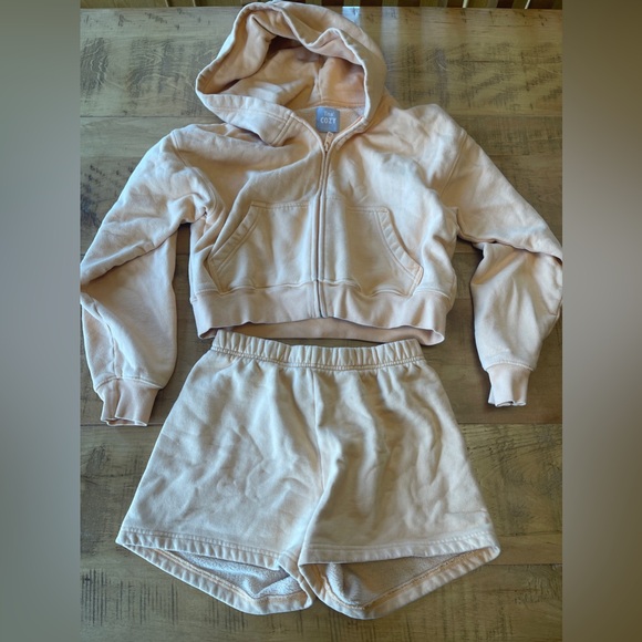 Aritzia cozy fleece short & hoodie set - Picture 1 of 3